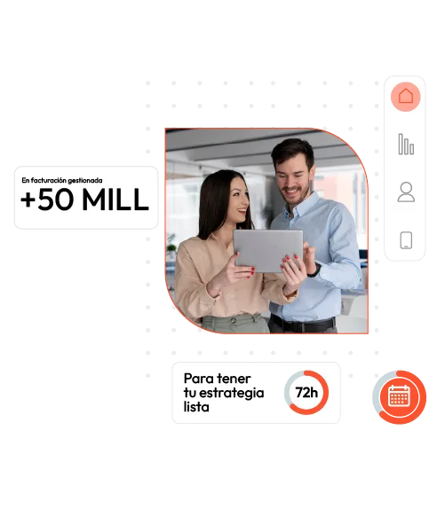 Equipo de marketing outsourcing trabajando en estrategia digital